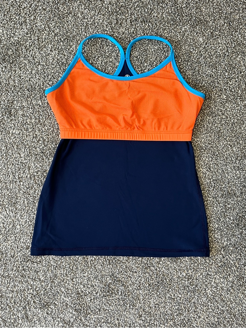 lululemon athletica Reversible Navy Power Y Tank with Bright Blue Trim Size 8 - Picture 8 of 10
